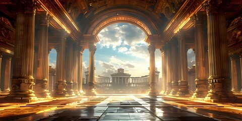 3D Digital Roman Temple Battleground Visuals for Fighting Game Arena Background. Concept 3D Art, Roman Temple, Battleground, Fighting Game, Arena Background