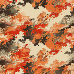 Seamless A colorful, abstract painting with a lot of orange and black