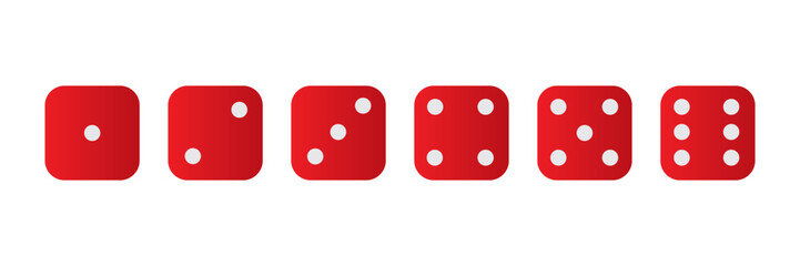 Red Dice icon, vector, sign and symbol isolated on white background. Dice silhouette, dice flat icon, Vector set on white background. Trendy dice icon and cube set. Vector illustration.