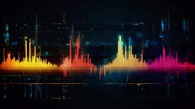 Digital audio Music equalizer seamless loop background Alpha matte audio wave or frequency digital animation effect 4K movement sound technology or audio recorders