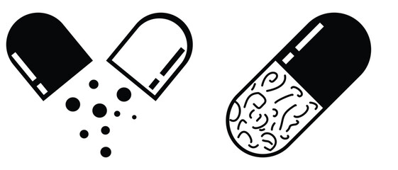 Pills icon  set. Simple and editable pills icons Medicament and pharmaceutical symbol.medical design element. capsule icon template. medicine symbol vector sign. Drug sign and symbol. eps 10.
