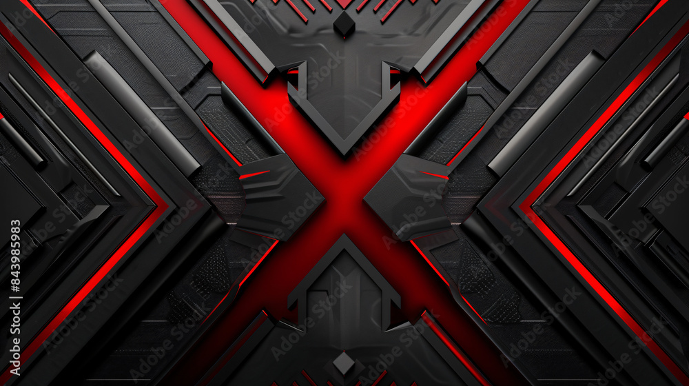 Poster abstract technology-themed background with a striking red x and black textures