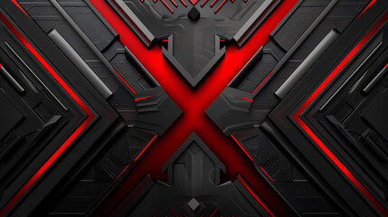 Abstract technology-themed background with a striking red x and black textures