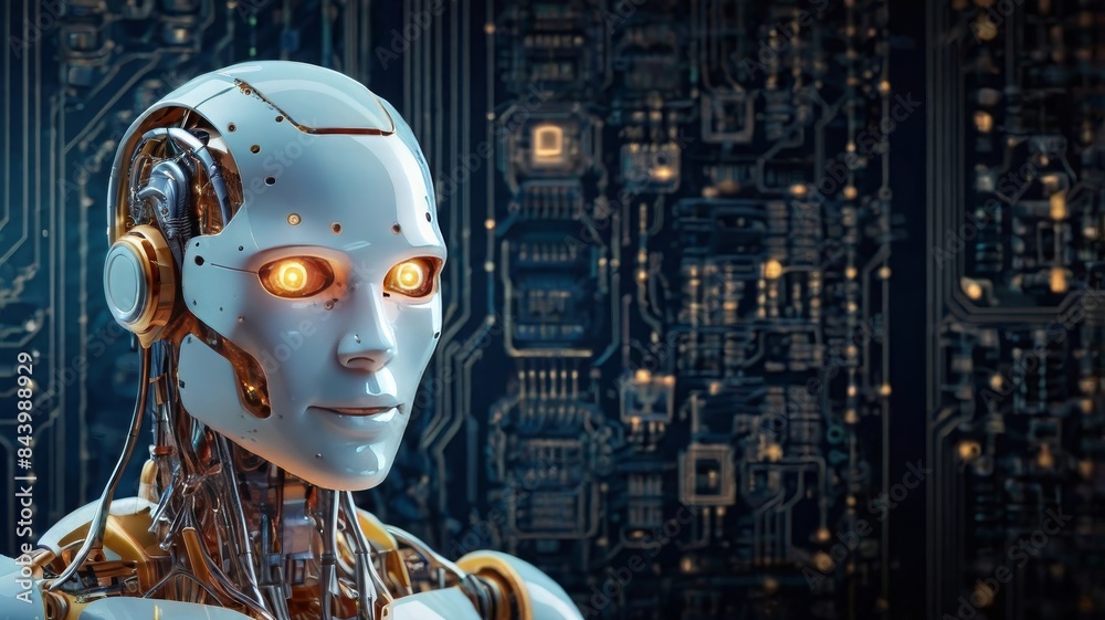 Poster embark on the journey of ai chatbot development with an isometric portrayal of an artificial intelli
