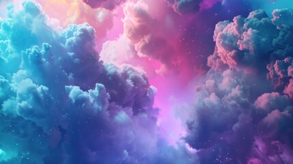 Dreamy Colorful Clouds - Vivid, dreamy clouds in a stunning array of colors, creating a surreal and whimsical atmosphere, perfect for creative projects.