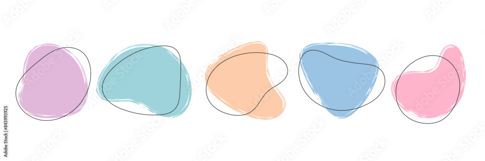 Poster cute highlight abstract text box set. deformed organic geometric shape frame isolated on white. mode