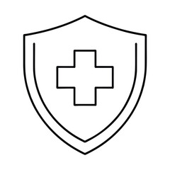 Obraz premium Medical Shield Vector Icon with Cross Symbol - Health and Safety Protection Illustration