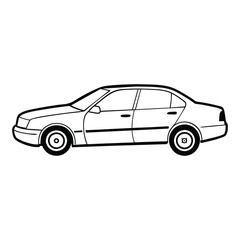 Detailed vector illustration of a sedan car, side view