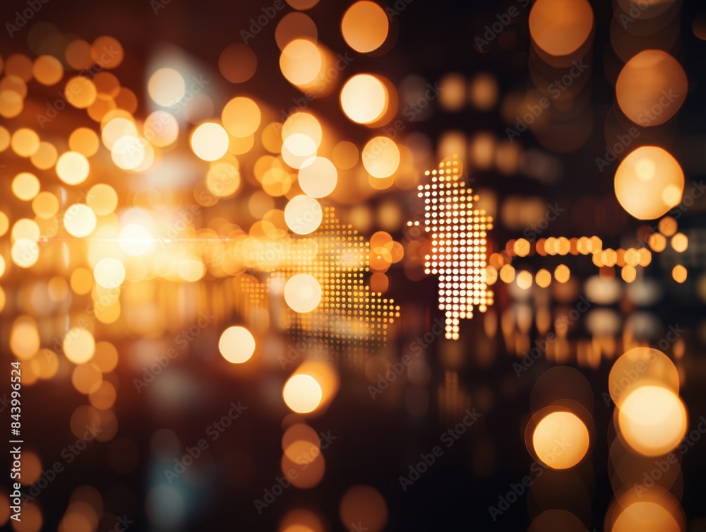 Wall mural abstract digital city lights background with vibrant bokeh effect and pixelated pattern, perfect for