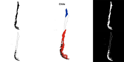Chile blank outline map set