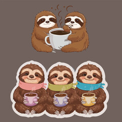 sloths coffee cute sticker