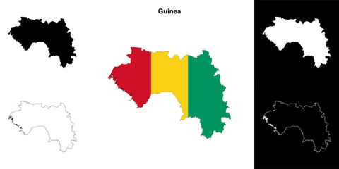 Obraz premium Guinea blank outline map set