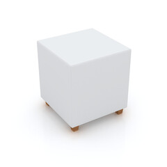White cube seat isolated on white background