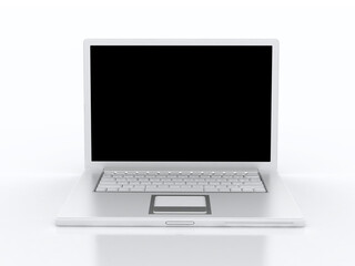 Nobody laptop isolated on white background 3D illustration
