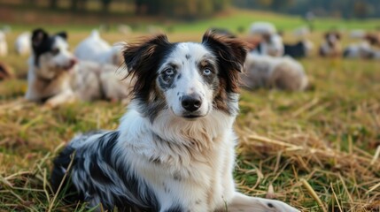 Fototapeta premium Different terms referring to domesticated canine pets including puppies sheepdogs and other domestic animals typically found on farms