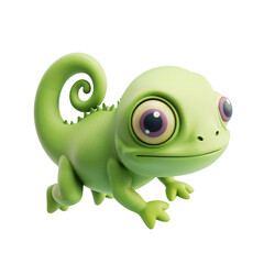 Fototapeta premium Cute Green Cartoon Chameleon