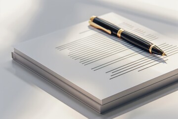 Elegant Office Setting with Pen and Paper Stack