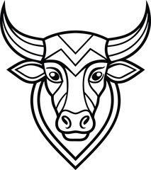 black and white bull