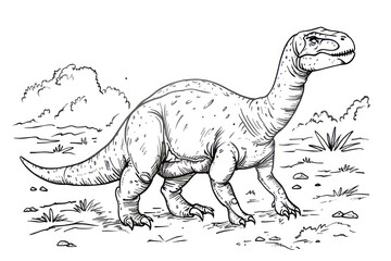 Fototapeta premium Dinosaur Coloring Page Illustration.