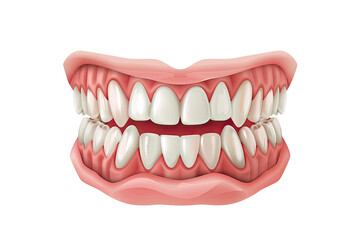 Obraz premium A close-up image of a healthy, white smile with perfect teeth. The mouth is slightly open, showing the gums.