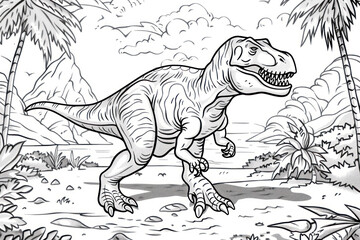 Dinosaur Coloring Page Illustration.