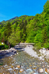 Die Dornbirner Ach vor der Alplochschlucht im Ebniter Tal in Dornbirn (Vorarlberg, Österreich)