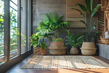Fototapeta premium Balcony Decor With Plants and Rugs