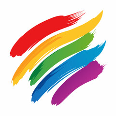 Obraz premium Multicolored brush stroke set. Paintbrush print stripes, stains. Lipstick, marker mark texture. Multicolored. Paint brush, brush stroke ink. Vector multicolor brushstroke isolated on white background