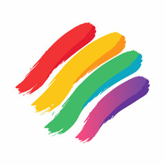 Multicolored brush stroke set. Paintbrush print stripes, stains. Lipstick, marker mark texture. Multicolored. Paint brush, brush stroke ink.  Vector multicolor brushstroke isolated on white background