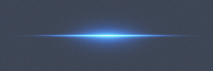 Blue dynamic lines of light. Laser flash of luminous flare. On a transparent background.