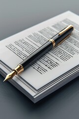 Elegant Pen on Document with Graphs and Charts