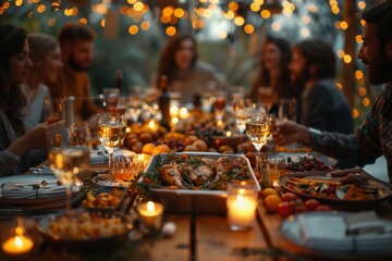 Evening Gathering With Friends Over Dinner