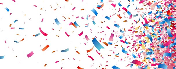 Obraz premium A picture for a holiday card. Sheets of colored paper and ribbons on a white background, as well as a free zone for text.