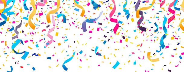 A picture for a holiday card. Sheets of colored paper and ribbons on a white background, as well as a free zone for text.