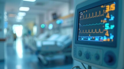 Hospital Room with Heart Rate Monitor