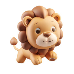 Naklejka premium Adorable 3D Cartoon Lion Illustration