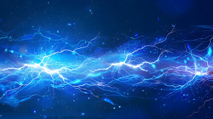  blue electric light, background light blue lightning on dark starry sky, futuristic tech wallpaper, electric energy, tech abstract background, high resolution, glowing neon lights, glowing lines