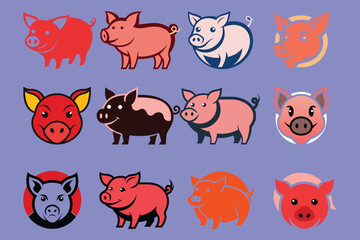 Cut pig logo vector illustration