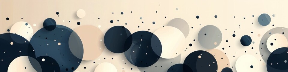 Black and Beige Abstract Banner with Circles and Splatters for LinkedIn, Facebook, AI Generated