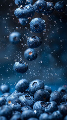 Fresh Blueberries in Motion