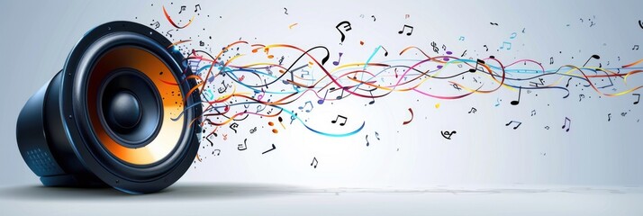 Obraz premium Dynamic Sound Wave and Music Note Illustration