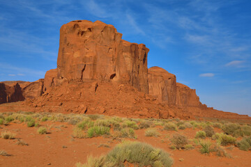 Monument Valley in Utah and Arizona in sand storm time