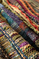Fototapeta premium Intricate Artistry in Handwoven Textiles: A Celebration of Weaving Tradition and Craftsmanship