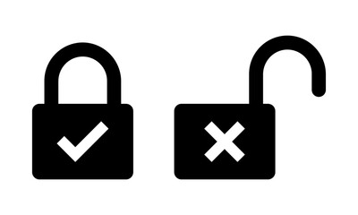 Lock with check mark and cross mark icon