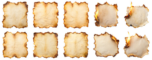 Will burn the paper torn blank vintage, isolate transparent background