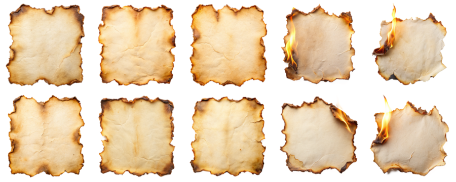 Will burn the paper torn blank vintage, isolate transparent background
