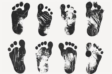 Footprint icon, aliens foot print graffiti spray, humanoids barefoot sprint silhouette, fantastic foot and palm