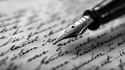 Close-Up of Fountain Pen Writing on Paper
