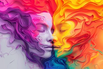 Fototapeta premium Vibrant LGBTQ+ Pride Month Graffiti Clip Art Collection in Realistic 3D Style