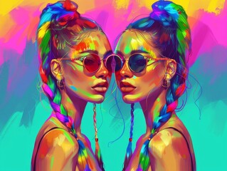 Fototapeta premium Celebrate LGBTQ+ Pride Month with Colorful Digital Painting Clip Art Bundle Featuring Realistic Lifelike Figures